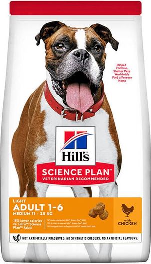 Hill's Science Plan Light Adult Medium 2.5kg Ξηρά Τροφή Διαίτης για Ενήλικους Σκύλους Μεσαίων Φυλών με Κοτόπουλο