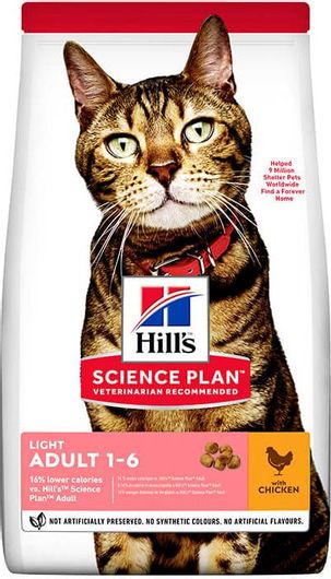 Ξηρά Τροφή Hill's Science Plan Adult 1-6 Light 3kg Διαίτης για Ενήλικες Γάτες με Κοτόπουλο