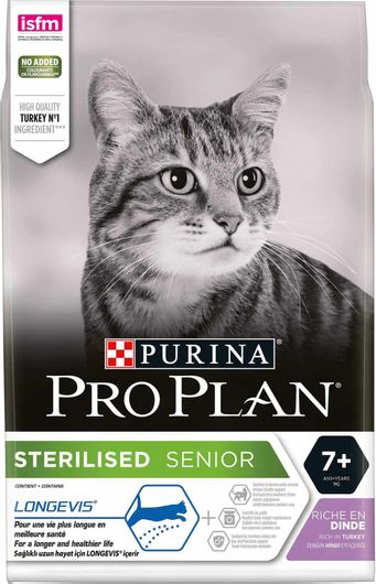 Ξηρά Τροφή Purina Longevis Sterilised 7+ 3kg για Στειρωμένες Γάτες με Γαλοπούλα 