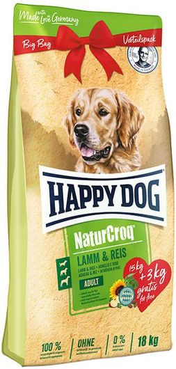 Ξηρά Τροφή Happy Dog Naturcroq Lamb Rice 15kg για Ενήλικους Σκύλους με Αρνί & Ρύζι 
