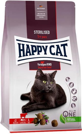 Ξηρά Τροφή Happy Cat Supreme Sterilised για Ενήλικες Στειρωμένες Γάτες με Βοδινό / Πουλερικά 10kg