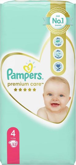 Pampers Πάνες με Αυτοκόλλητο Premium Care No. 4 για 8-14kg 52τμχ