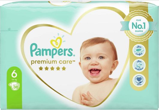 Πάνες με Αυτοκόλλητο Pampers Premium Care No.6 για 13+kg 38τμχ.