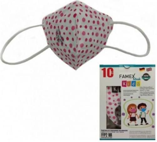Παιδικές Μάσκες Προστασίας Famex Mask Kids FFP2 NR Ροζ Πουά 1τμχ