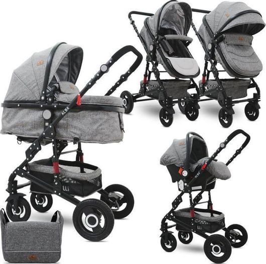 Παιδικό Καρότσι Lorelli Alba Set Μετατρεπόμενο 3 σε 1 Dark Grey