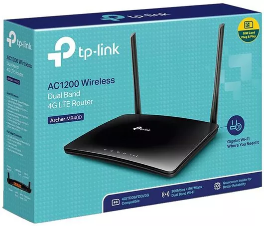 Mobile Router TP-Link Archer MR400 AC1350 Wi‑Fi 5 Dual Band 2.4 & 5GHz 
