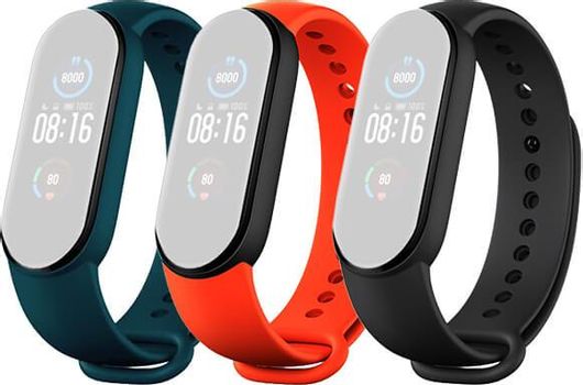 Xiaomi 5/6 Λουράκι Σιλικόνης Black/Orange/Dark Green Mi Smart Band 5/Mi Smart Band 6