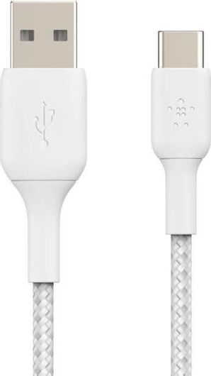 Belkin Braided USB 2.0 Cable USB-C male - USB-A 15W Λευκό 1m CAB002BT1MWH