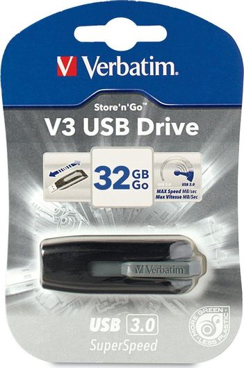 Verbatim Store 'n' Go V3 32GB USB 3.0 Stick Μαύρο