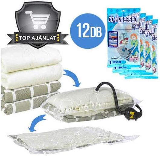 Σετ Σακούλες Αποθήκευσης Ρούχων 60x80cm Κενού Αέρος 12τμχ Hoppline Hop1000173