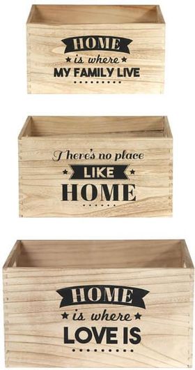 Σετ Ξύλινα Κουτιά Αποθήκευσης 40x30x22cm 3τμχ Home Deco Factory Hd3906