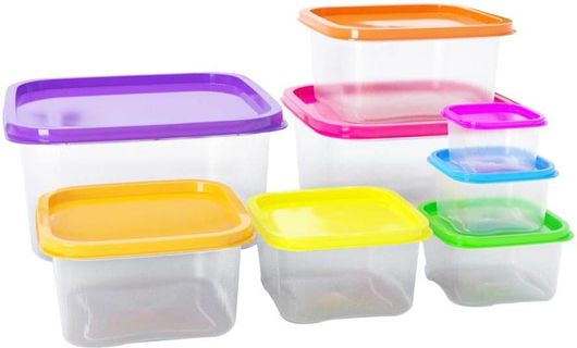 Σετ Πλαστικά Δοχεία Φαγητού με Χρωματιστά Καπάκια 8τμχ Herzberg HG-SFS8N1