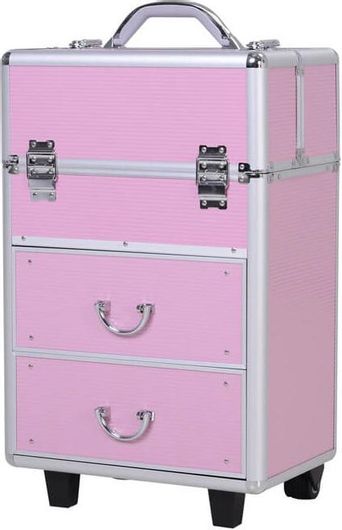 Βαλίτσα Μακιγιάζ Τρόλεϊ Αλουμινίου Χρώματος Ροζ Homcom 501-009Pk