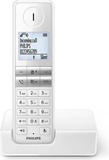 Ασύρματο Τηλέφωνο Philips D4601W/23 Λευκό με Λειτουργία Eco+ Ασύρματο Ψηφιακό Τηλέφωνο