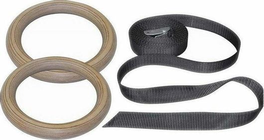 Κρίκοι Γυμναστικής Strength Fit Ξύλινοι με Ιμάντες