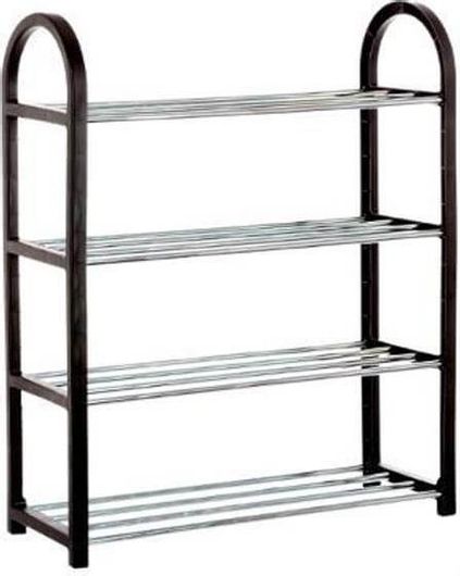 Μεταλλική Παπουτσοθήκη Stand Παπουτσιών με 4 Ράφια για 8 Ζευγάρια Παπούτσια 51x19x65cm Μαύρο -
