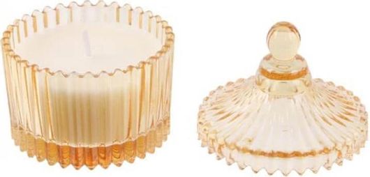 Αρωματικό Κερί Χώρου σε Γυάλινο Δοχείο με Καπάκι σε 4 Επιλογές 6.5x9cm Κεχριμπάρι -