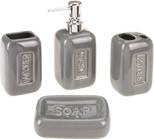 Σετ Αξεσουάρ Μπάνιου 4τμχ σε 4 Χρώματα & Συσκευασία Δώρου Bathroom Set Γκρι - Bathroom Solutions