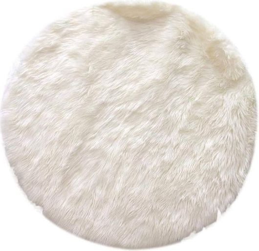 Στρογγυλό Χαλί Σαλονιού με Εφέ Γούνας σε Εκρού Χρώμα Διαμέτρου 115cm -