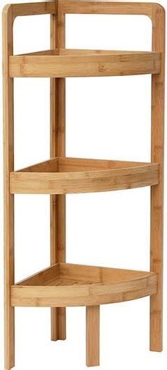 Ραφιέρα Μπάνιου Γωνιακή Ξύλινη με 3 Ράφια Bamboo 29x29x85cm Καφέ