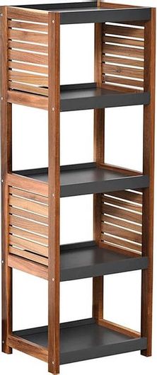 Ξύλινο Έπιπλο Μπάνιου Ραφιέρα Acacia με 5 Mdf Ράφια σε Καφέ Γκρι Χρώμα 37x30x109cm 671 Element -