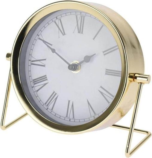 Επιτραπέζιο Ρολόι Διακοσμητικό Μεταλλική Κατασκευή σε Χρυσό Χρώμα με Διάμετρο 16cm -