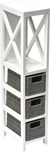 Ξύλινη Συρταριέρα Μπάνιου με Ράφι & 3 Καλάθια σε Λευκό Χρώμα 17x24x82cm Cabinet -