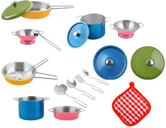 Σετ Παιχνίδι Με Κουζινικά 11 Τεμαχίων Μεταλλικά Σκεύη Μαγειρικής Κατάλληλο Για Παιδιά Children' S Kitchen Set -