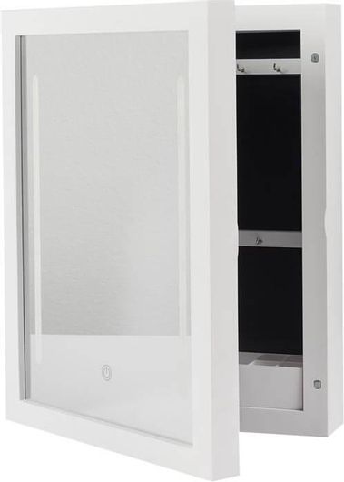 Επιτοίχια Μπιζουτιέρα Κοσμηματοθήκη με Καθρέφτη & Led Φωτισμό 30.4x8.6x40cm Λευκό