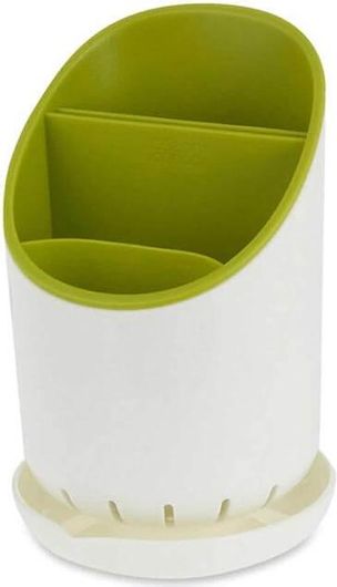 Θήκη Στραγγιστήρι για Μαχαιροπίρουνα 3 Θέσεων σε Λευκό Πράσινο Χρώμα 19x12cm Kitchen Organizer Drainer -