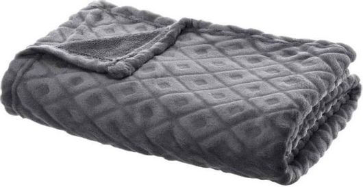 Μονή Κουβέρτα Ριχτάρι Καναπέ Fleece Μαλακή με Μοτίβο Ρόμβους σε Γκρι Χρώμα 125x150cm -