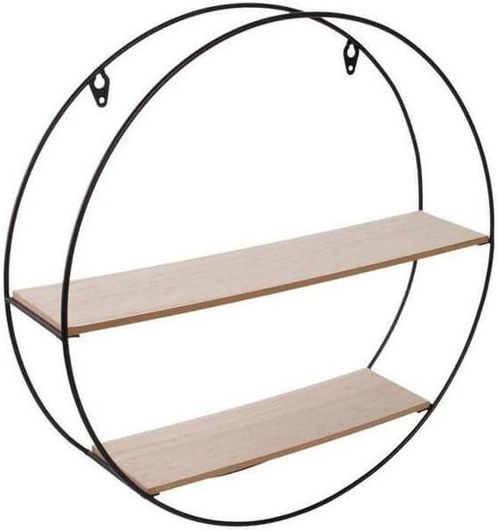 Μεταλλική Επιτοίχια Ραφιέρα σε Κυκλικό Σχήμα με Ξύλινα Ραφάκια 40x10x40cm