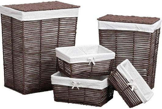 Σετ Ψάθινα Καλάθια Αποθήκευσης 5τμχ σε Καφέ Χρώμα σε 5 Μεγέθη Baskets Set -