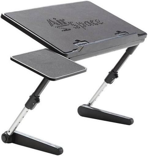 Ρυθμιζόμενο Τραπεζάκι Φορητού Υπολογιστή Laptop με Ανεμιστήρα Ψύξης Και Βάση για Ποντίκι με Ρυθμιζόμενο Ύψος, 45.5X27cm, Airspace