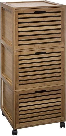 Bamboo Ξύλινο Έπιπλο Συρταριέρα με 3 Συρτάρια σε Φυσικό Χρώμα Ξύλου 41x41x91cm Bathroom Drawer -