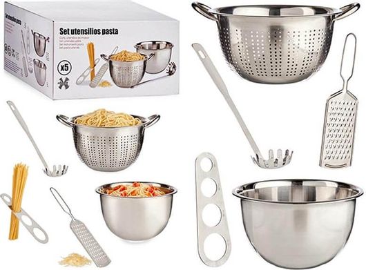 Ανοξείδωτο Σετ Μαγειρικής Ζυμαρικών 5τμχ με Αξεσουάρ & Εργαλεία Μαγερικής Inox Pasta Set -