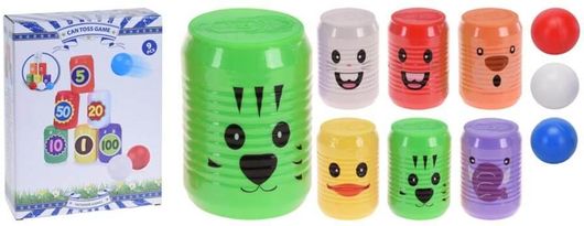 Παιδικό Παιχνίδι Με 6 Τενεκεδάκια Για Στόχο Και Μπαλάκια Διαμέτρου 3X7Cm Tin Can Game -