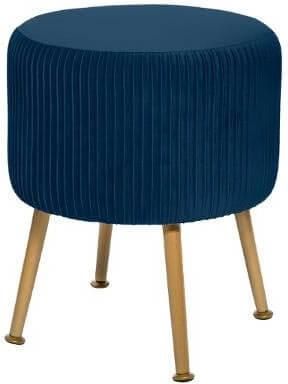 Σκαμπό Σαλονιού με Ξύλινα Πόδια & Βελούδινο Μπλε Κάθισμα 35x42cm