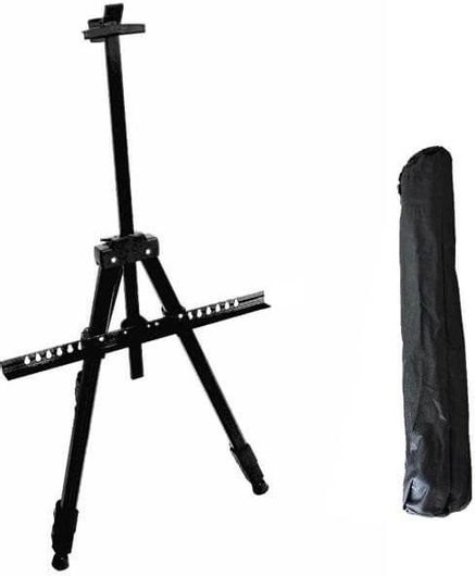 Πτυσσόμενο Καβαλέτο Ζωγραφικής Τρίποδο Μεταλλική Κατασκευή Μαύρο 166.5x44x46.2cm