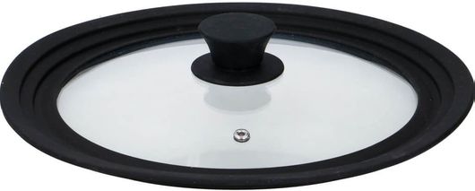 Γυάλινο Καπάκι με Στεφάνι από Σιλικόνη 28cm & Χειρολαβή Μαύρο 28cm 07770