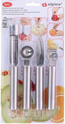 Εργαλεία Κουζίνας για Φρούτα Σετ 4τμχ από Ανοξείδωτο Ατσάλι 07466