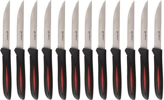 Μαχαίρια Κουζίνας Κρέατος Alpina Switzerland 22.8cm Ανοξείδωτο Ατσάλι Μαύρο Σετ 12τμχ