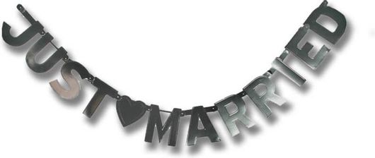 Γιρλάντα για Νεόνυμφους Just Married σε Χρώμα Ασημί 1.60M Out of the Blue 719181