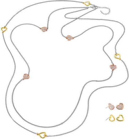 Pierre Cardin Pxn6422 Σετ 1 Κολιέ με 2 Ζευγάρια Σκουλαρίκια από Κράμα Χρυσού Ρόδιο Ασήμι & Κρυστάλλους - Pierre Cardin 