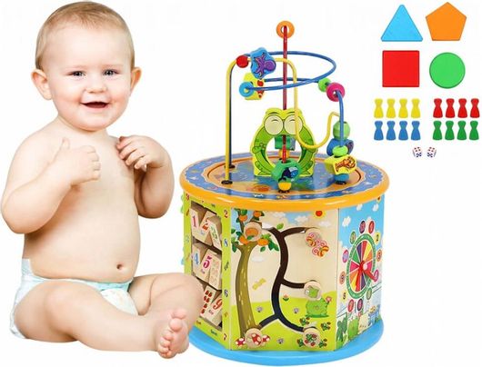 Βρεφικός Παιδικός Κύβος εκπαιδευτικών δραστηριοτήτων με 8 διαφορετικά παιχνίδια, κατάλληλο για ηλικίες από 1 ετών και άνω - Iso Trade