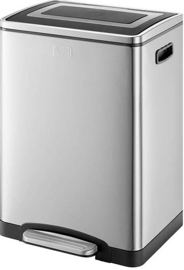 Black & Decker Κάδος Απορριμάτων 40 Λίτρων με Πεντάλ από Ανοξείδωτο Ατσάλι & 2 Αποσπώμενους Κάδους 40X34.5X59.5cm - Black & Decker