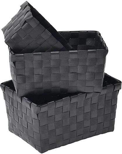 Σετ Πλαστικά Καλάθια Αποθήκευσης 3τμχ σε Μαύρο Χρώμα σε 3 Μεγέθη -