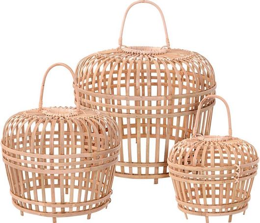 Bamboo Σετ Φωτιστικά Αμπαζούρ 3τμχ με Διάμετρο 35cm