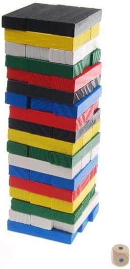 Επιτραπέζιο Jenga Ξύλινο Χρωματιστό 54 Τεμαχίων Υ25X7X7Εκ.