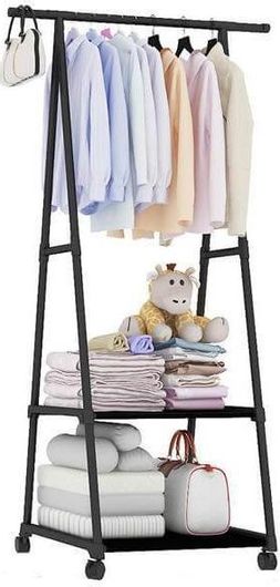 Τροχήλατη Κρεμάστρα Δαπέδου από Μέταλλο Μαύρη